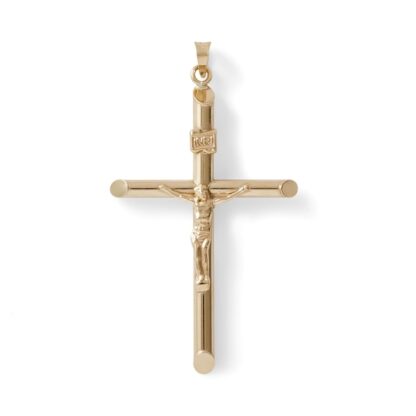 Medium Tube Crucifix Charm in 10K Gold