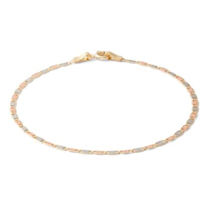 Made in Italy 040 Gauge PavÃ© Valentino Chain Bracelet In Tri-Tone Gold - 7"