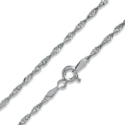 Made in Italy 030 Gauge Singapore Chain Necklace in Solid Sterling Silver - 16"