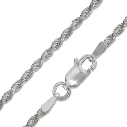 040 Gauge Diamond-Cut Rope Chain Necklace in Solid Sterling Silver - 18"