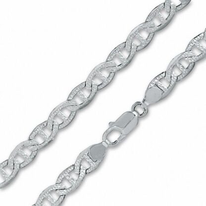 Sterling Silver 180G PavÃ© Mariner Link Chain Necklace - 24"