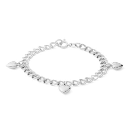 Made in Italy Heart Charm Bracelet in Sterling Silver