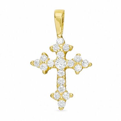 Cubic Zirconia Perfect Cross Charm in 10K Solid Gold