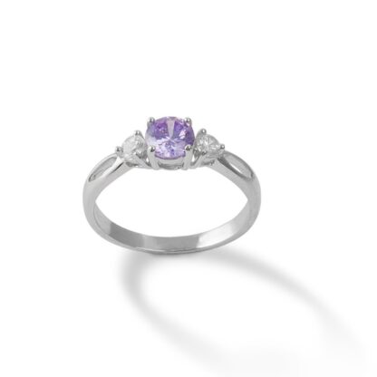 Lavender Cubic Zirconia Ring in Sterling Silver - Size 7