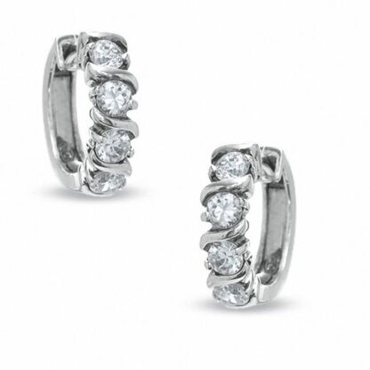 Cubic Zirconia Sterling Silver S Hoop Earrings