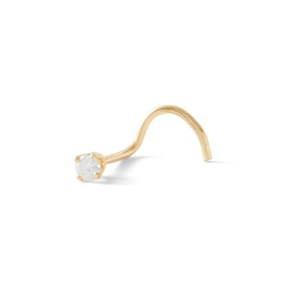 022 Gauge Diamond Accent Nose Stud in 14K Semi-Solid Gold