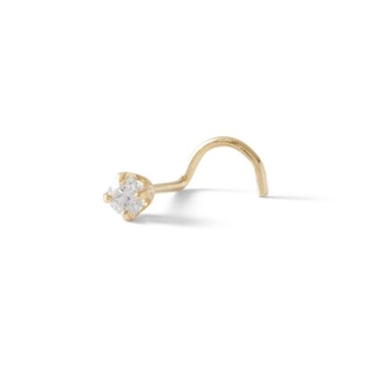 022 Gauge Diamond Accent Nose Stud in 14K Semi-Solid Gold