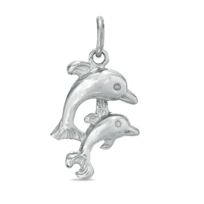 Double Dolphins Charm in Sterling Silver