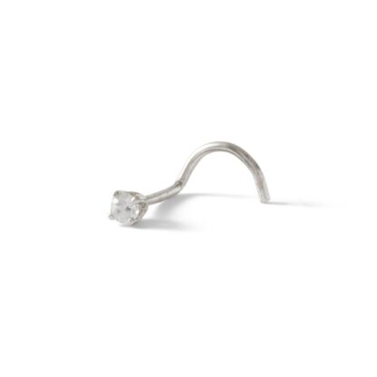 022 Gauge Diamond Accent Nose Stud in 14K Semi-Solid White Gold