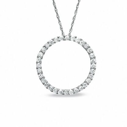 Cubic Zirconia Circle Pendant in 10K White Gold