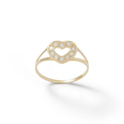 Child's Cubic Zirconia Heart Ring in 10K Gold - Size 3