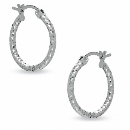 Sterling Silver 16mm Diamond-Cut Hoop Earrings