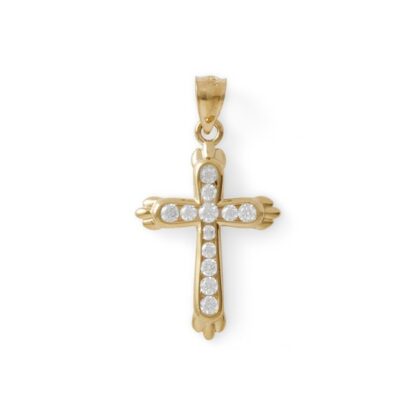 Cubic Zirconia Cross Charm in 10K Gold