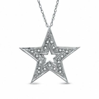 Diamond Accent Star Pendant in 10K White Gold