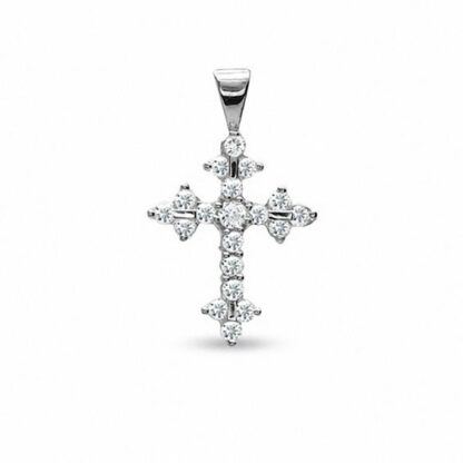 Cubic Zirconia Cross Charm in 10K White Gold