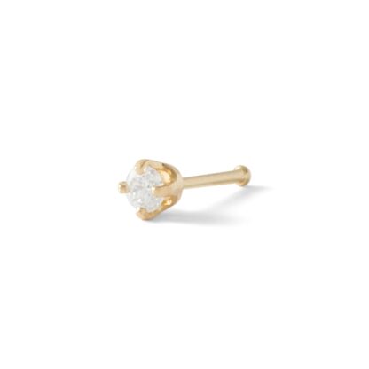 022 Gauge Diamond Accent Nose Stud in Semi-Solid 14K Gold