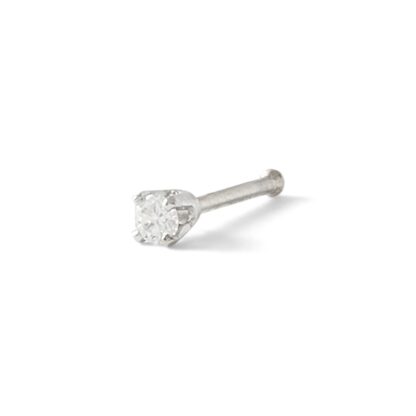 022 Gauge Diamond Accent Nose Stud in 14K White Gold