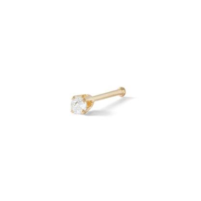 022 Gauge Diamond Accent Nose Stud in Solid 14K Gold