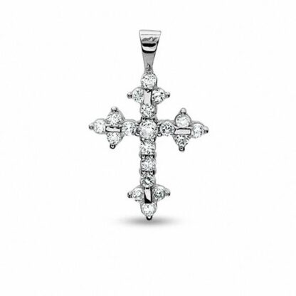 Small Fancy Cubic Zirconia Cross Charm in 14K White Gold