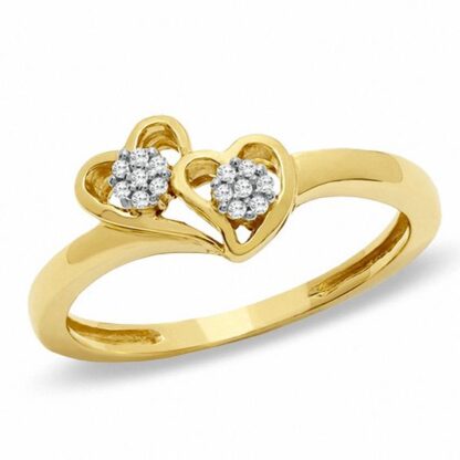 1/20 CT. T.W. Composite Diamond Double Heart Ring in 10K Gold