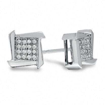 1/10 CT. T.W. Diamond Split Frame Earrings in 10K White Gold