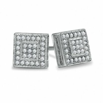 1/7 CT. T.W. Diamond Double Square Stud Earrings in Sterling Silver