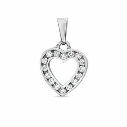 Medium Cubic Zirconia Heart Charm in 10K White Gold