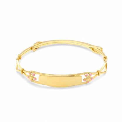 Child's Adjustable 14K Two-Tone Gold Fill Flower ID Bangle Bracelet