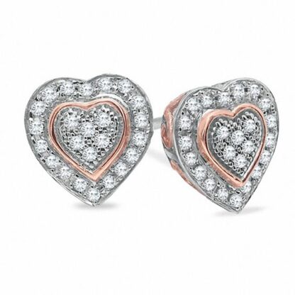 1/7 CT. T.W. Diamond Heart Stud Earrings in 10K Two-Tone Gold