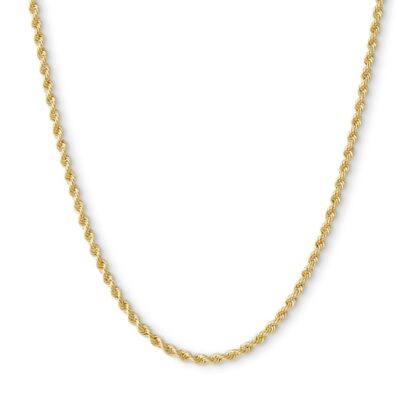 016 Gauge Rope Chain Necklace in 10K Solid Gold Bonded Sterling Silver - 24"