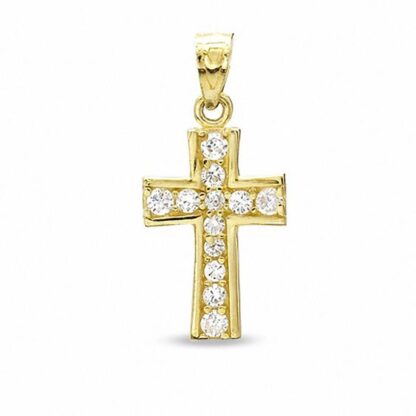 Cubic Zirconia Cross Charm in 10K Gold