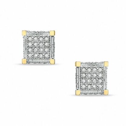 1/5 CT. T.W. Diamond Square Stud Earrings in 10K Two-Tone Gold