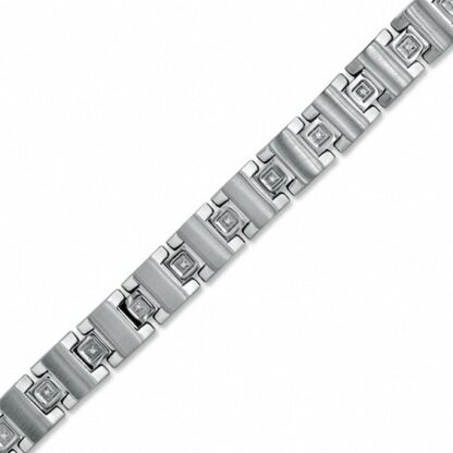 1/10 CT. T.W. Diamond 9mm Square Link Bracelet in Stainless Steel - 8.5"