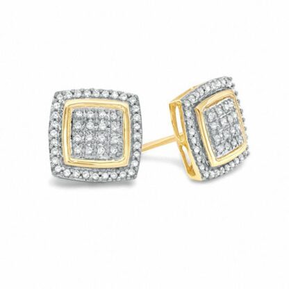 1/4 CT. T.W. Diamond Square Composite Stud Earrings in 10K Gold - XL Post