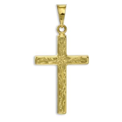 Diamond-Cut Cross Necklace Charm in 10K Gold