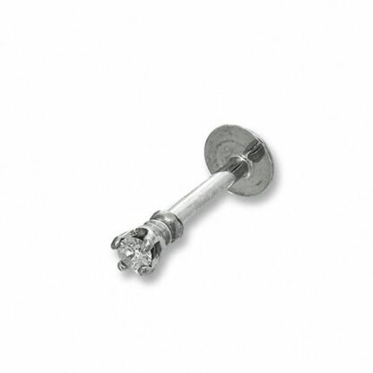 018 Gauge Diamond Accent Labret in Solid 10K White Gold