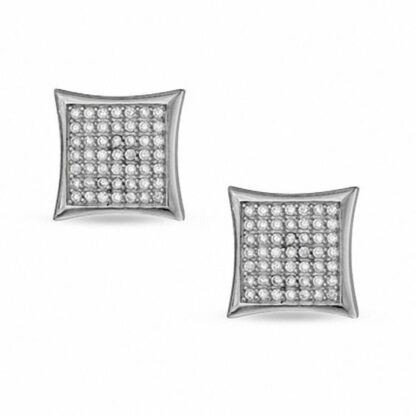 Cubic Zirconia Square Stud Earrings in Sterling Silver