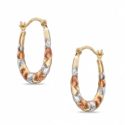 Child's Scalloped Hoop Earrings in 10K Tri-Tone Gold