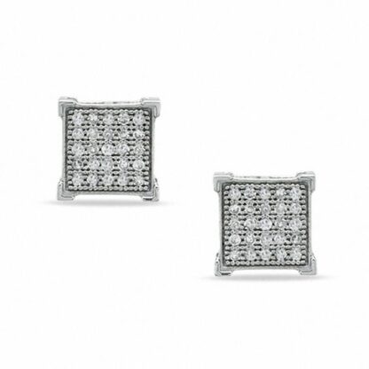 1/8 CT. T.W. Diamond Square Stud Earrings in Sterling Silver