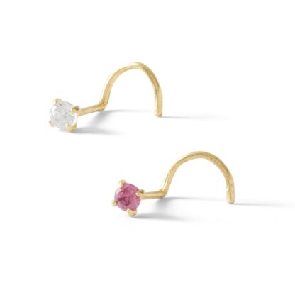 022 Gauge Cubic Zirconia Nose Stud Set in 14K Semi-Solid Gold