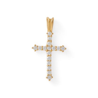 Cubic Zirconia Cross Charm in 10K Gold