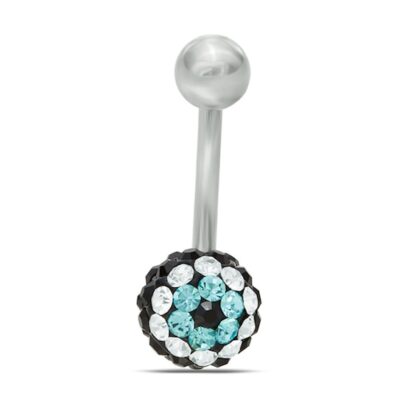 014 Gauge Belly Button Ring with Crystal Ball in Stainless Steel