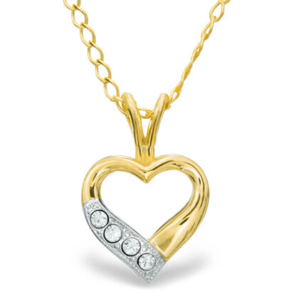 Child's Cubic Zirconia Heart Pendant in 14K Gold Fill - 15"