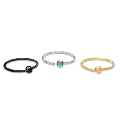 020 Gauge Multi-Color Captive Bead Ring Set in Semi-Solid Stainless Steel