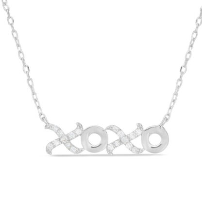 Cubic Zirconia "xoxo" Necklace in Sterling Silver