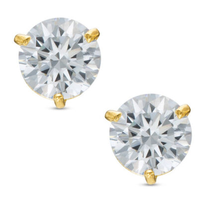 4mm Cubic Zirconia Solitaire Stud Earrings in 14K Gold