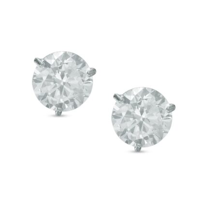 5mm Cubic Zirconia Solitaire Stud Earrings in 14K White Gold