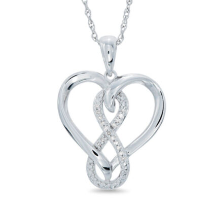 Diamond Accent Heart with Infinity Pendant in Sterling Silver