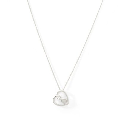 Diamond Accent Tilted Heart with Infinity Pendant in Sterling Silver