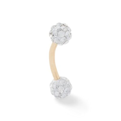 016 Gauge Crystal Curved Barbell in Solid 10K Gold